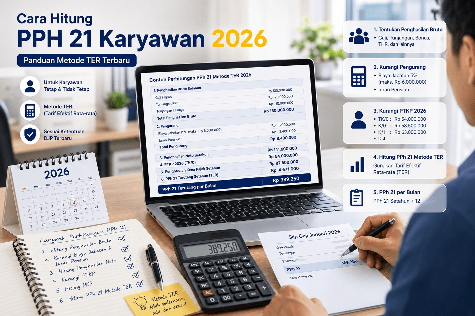 Cara Hitung PPh 21 Karyawan 2026 — Panduan Metode TER Terbaru
